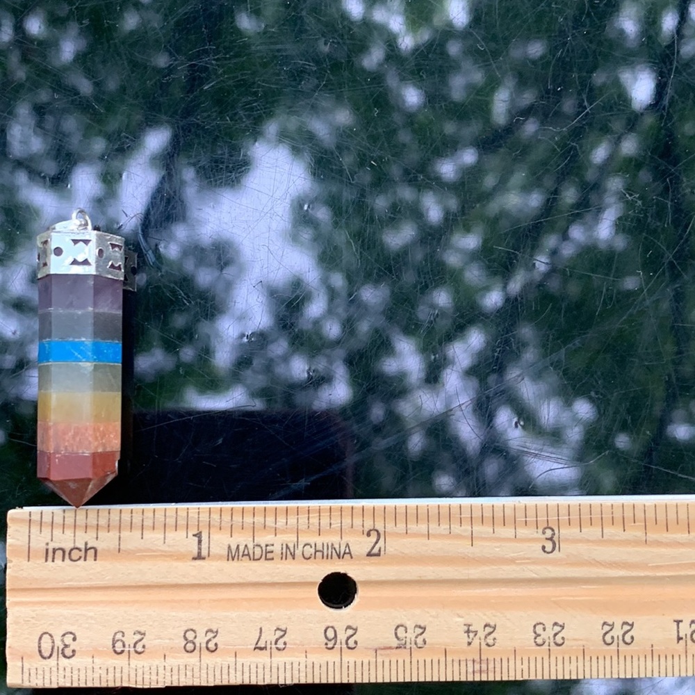 Seven Chakra Silver Capped Terminated Pendant - Picture 11 of 16